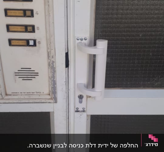 דלת אלומיניום עם ידית ומנעול